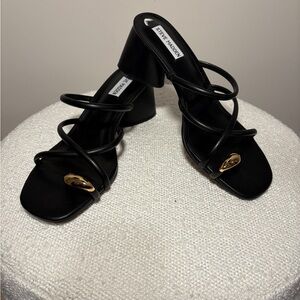 Steve Madden Black and Gold Strappy Heels